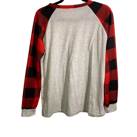 Amasoo holiday Christmas long sleeve tee plaid red, black, gray women's XL - Picture 2 of 9